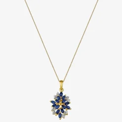 14K Gold over Silver Lab-Created Gemstone Flower Pendant Necklace