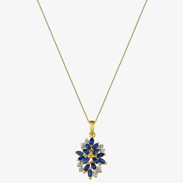 14K Gold over Silver Lab-Created Gemstone Flower Pendant Necklace
