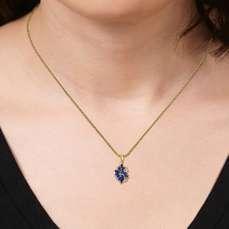 14K Gold over Silver Lab-Created Gemstone Flower Pendant Necklace