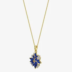 14K Gold over Silver Lab-Created Gemstone Flower Pendant Necklace