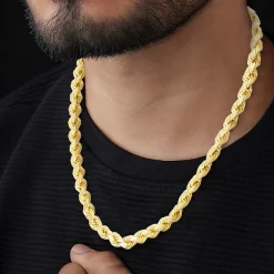 14K Gold Over Silver  Solid Rope Chain Necklace