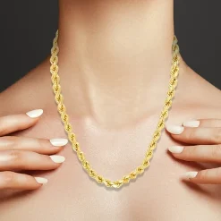 14K Gold over Silver Solid Rope 16-30 Inch Chain Necklace