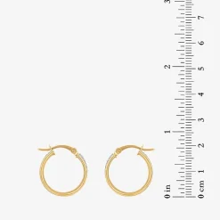 18k Gold Over Sterling Silver Glitter Hoop Earrings and Bangle Set