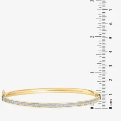 18k Gold Over Sterling Silver Glitter Hoop Earrings and Bangle Set