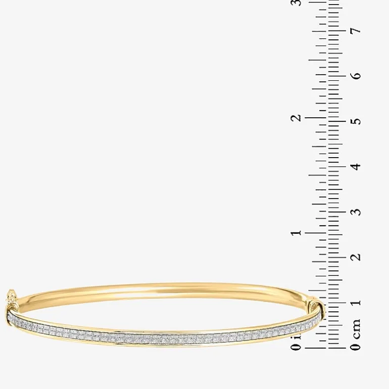 18k Gold Over Sterling Silver Glitter Hoop Earrings and Bangle Set