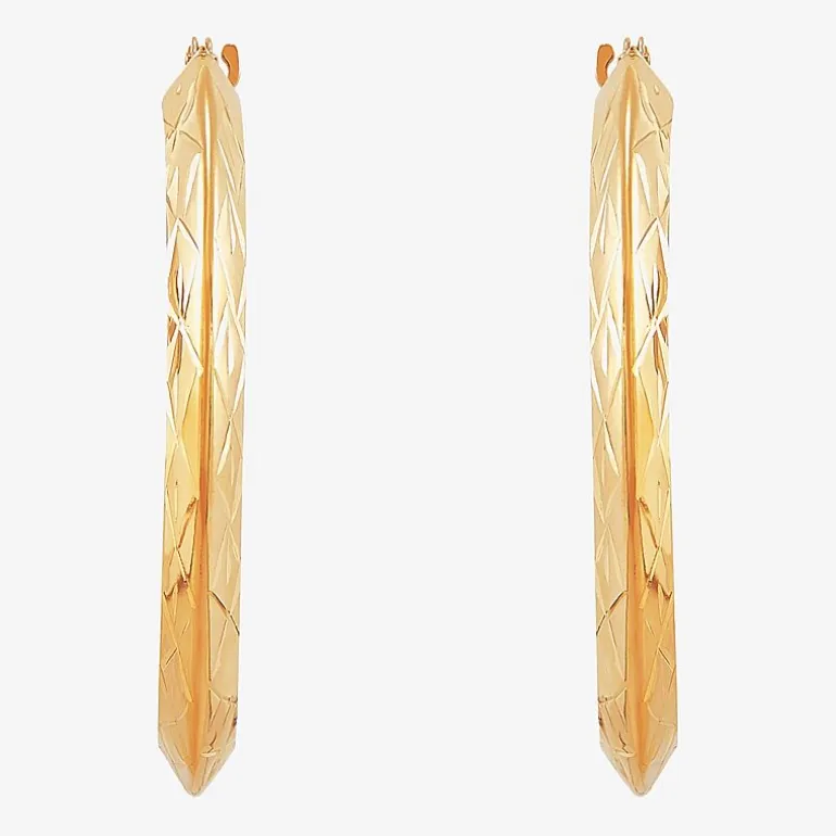 14K Gold Star-Cut Hoop Earrings