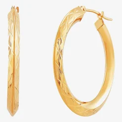 14K Gold Star-Cut Hoop Earrings