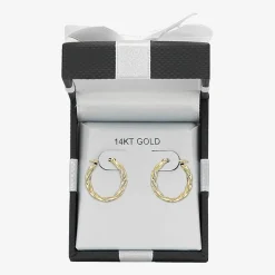 14K Gold Twisted Hoop Earrings