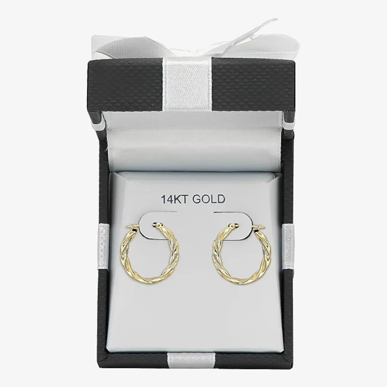 14K Gold Twisted Hoop Earrings