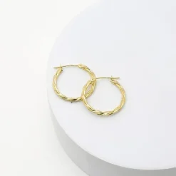 14K Gold Twisted Hoop Earrings