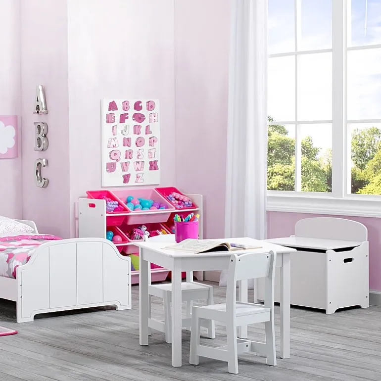 Kids Wooden Toy Box Pink