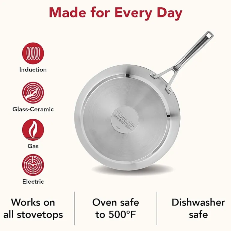 KitchenAid Stainless Steel 3-Ply Base 12" Frying Pan