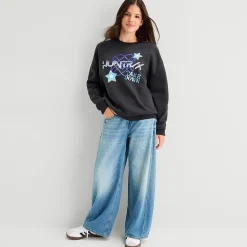 Kpop Demon Hunters Crew Fleece Womens Juniors Crew Neck Long Sleeve KPOP Demon Hunters Sweatshirt