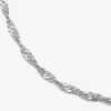 14K White Gold 18 - 24 Inch Solid Singapore Chain Necklace