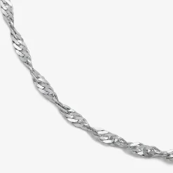 14K White Gold 18 - 24 Inch Solid Singapore Chain Necklace