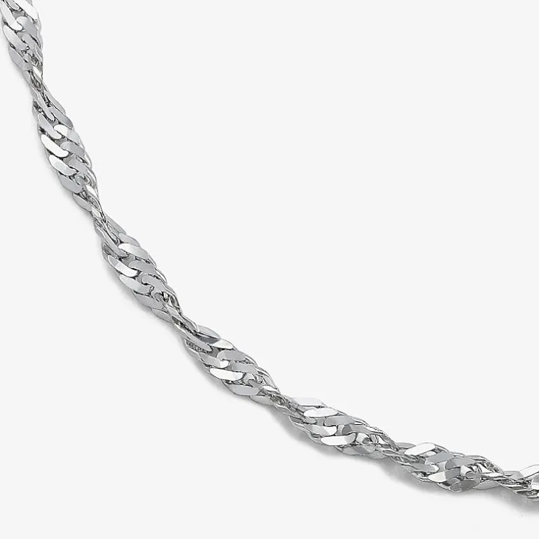 14K White Gold 18 - 24 Inch Solid Singapore Chain Necklace