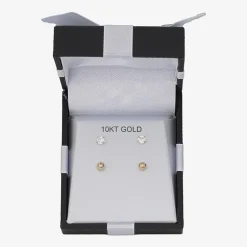 10K Yellow Gold Ball & Cubic Zirconia Stud Earring Set
