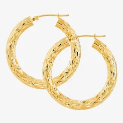 14K Yellow Gold Crystal-Cut Hoop Earrings