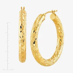 14K Yellow Gold Crystal-Cut Hoop Earrings
