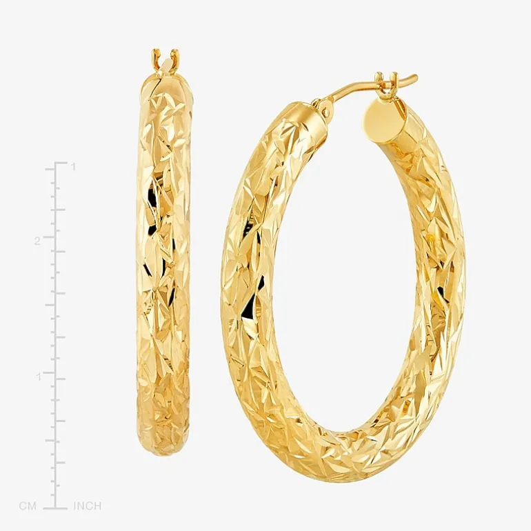 14K Yellow Gold Crystal-Cut Hoop Earrings