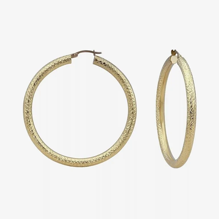 14K Yellow Gold Diamond-Cut 50mm Hoop Earrings