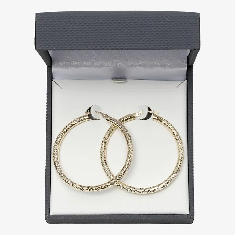 14K Yellow Gold Diamond-Cut 50mm Hoop Earrings