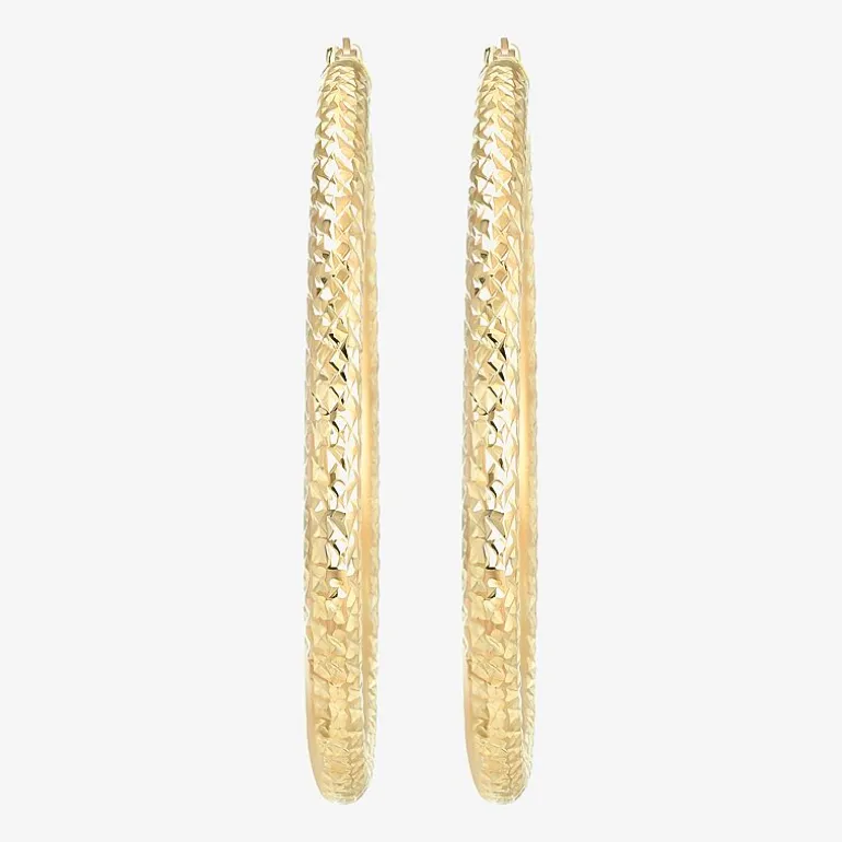 14K Yellow Gold Diamond-Cut 50mm Hoop Earrings