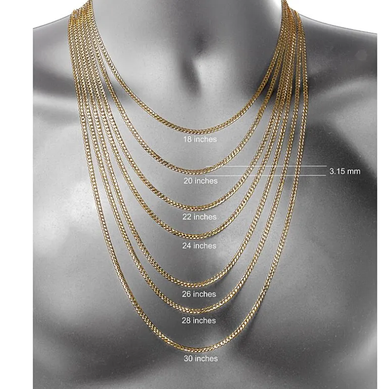 14K Yellow Gold 3.15 MM Curb Necklace