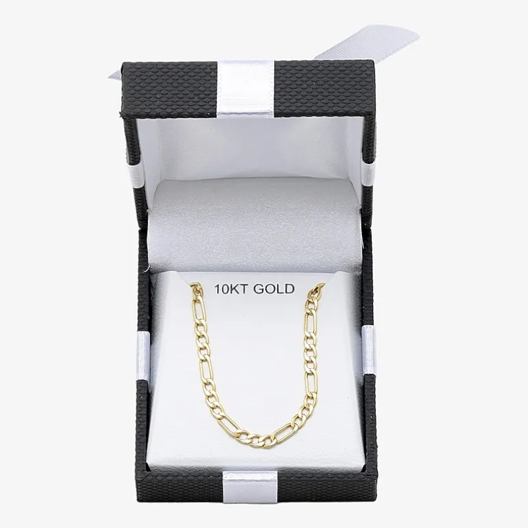 10K Yellow Gold 2.9mm 20-22" Semi-Solid Figaro Chain