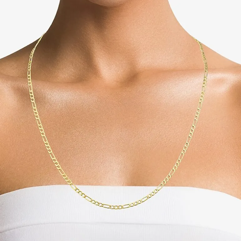 10K Yellow Gold 2.9mm 20-22" Semi-Solid Figaro Chain