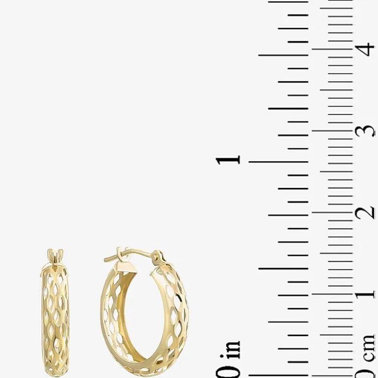 14K Yellow Gold Openwork Hoop Earrings
