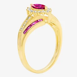Lab-Created Gemstone 14K Gold Over Silver Cocktail Ring