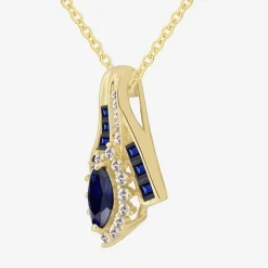 Lab-Created Gemstone 14K Gold Over Silver Marquise Pendant Necklace