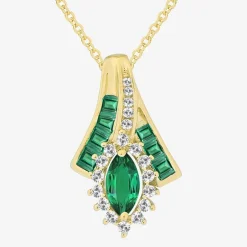 Lab-Created Gemstone 14K Gold Over Silver Marquise Pendant Necklace