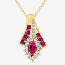 Lab-Created Gemstone 14K Gold Over Silver Marquise Pendant Necklace