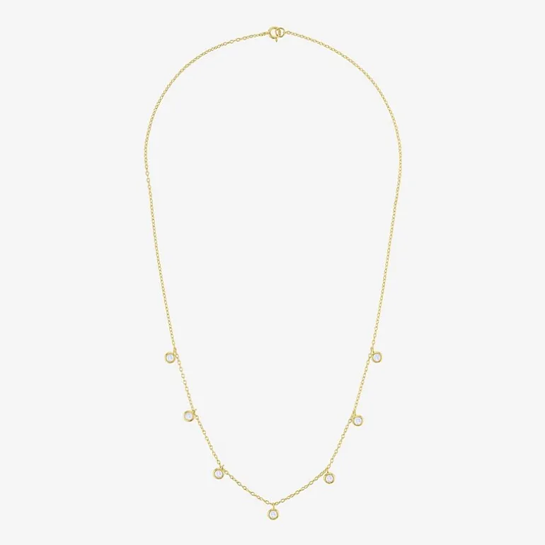 Lab Created Gemstone 14K Gold Over Silver 18 Inch Station Necklace