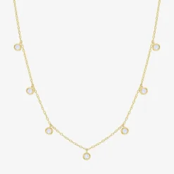 Lab Created Gemstone 14K Gold Over Silver 18 Inch Station Necklace