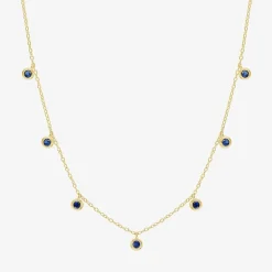 Lab Created Gemstone 14K Gold Over Silver 18 Inch Station Necklace