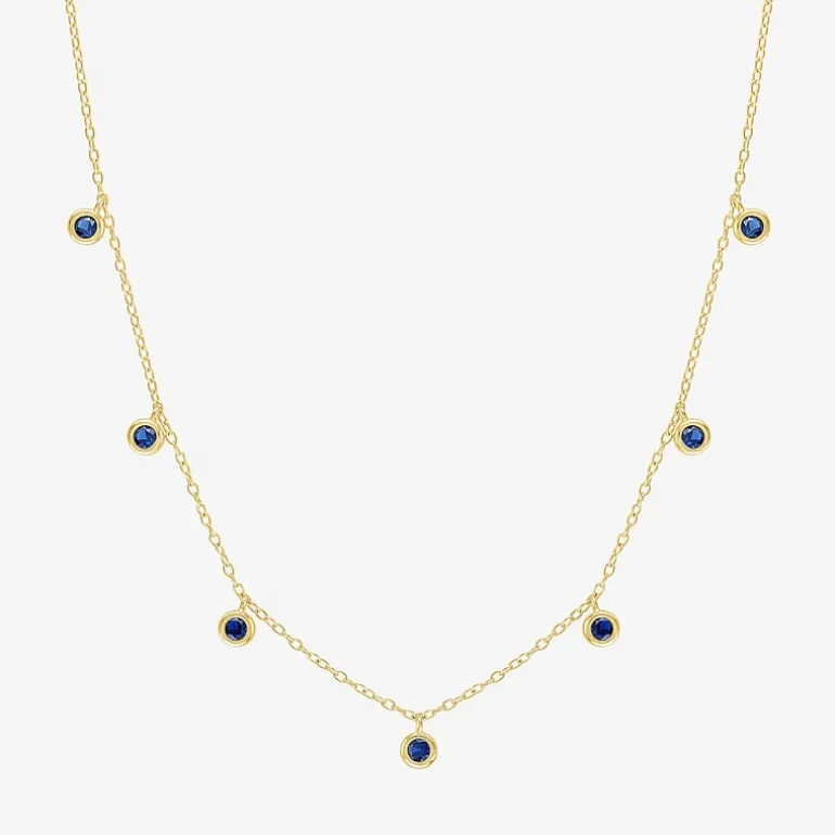 Lab Created Gemstone 14K Gold Over Silver 18 Inch Station Necklace