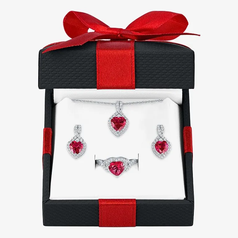 Lab Created Gemstone Sterling Silver Heart 3-pc. Jewelry Set