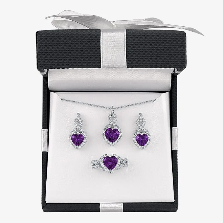 Lab Created Gemstone Sterling Silver Heart 3-pc. Jewelry Set