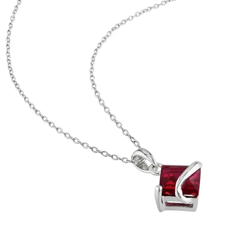 Lab-Created Ruby Sterling Silver Earrings & Pendant Necklace 2-Piece Set