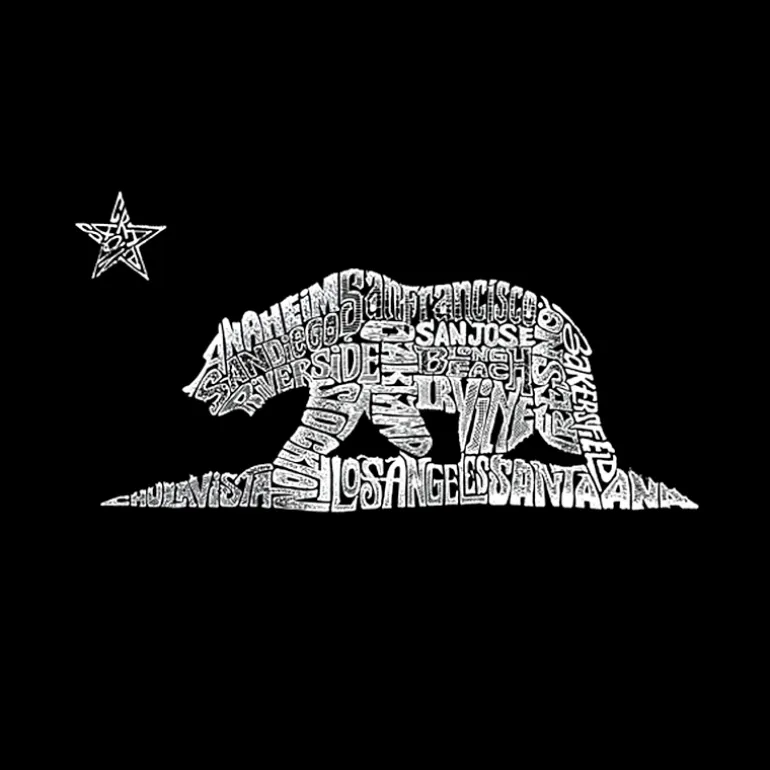 LA Pop Art California Bear - Men's Word Art Hooded Sweatshirt