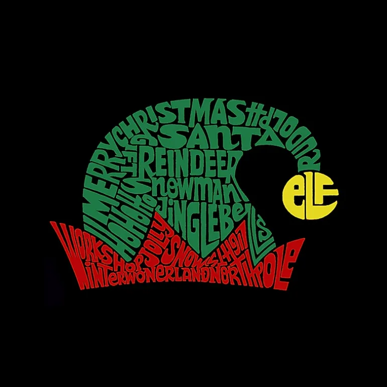 LA Pop Art Christmas Elf Hat - Men's Word Art Hooded Sweatshirt