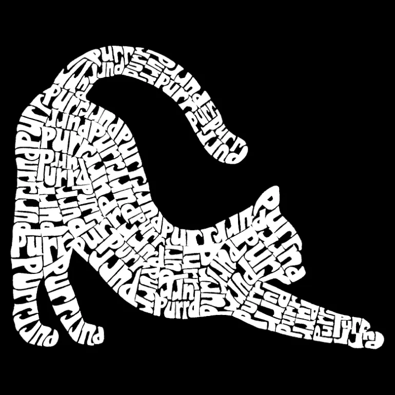 LA Pop Art Stretching Cat - Men's Word Art Hooded Sweatshirt