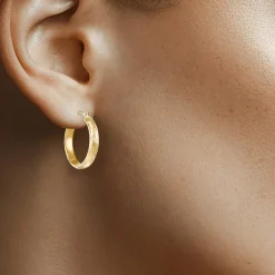 Laser-Cut 14K Yellow Gold 15mm Hoop Earrings