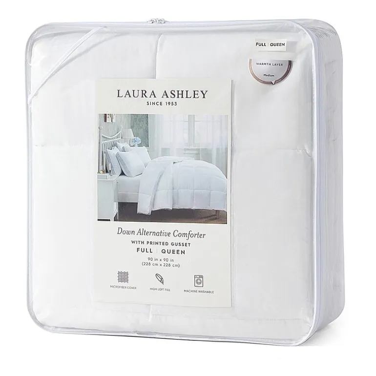 Laura Ashley All Seasons Down Alternative Comforter With Printed Gusset