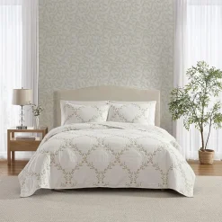 Laura Ashley Floral Embroidery Quilt Set