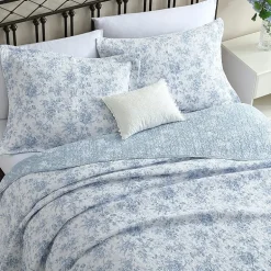 Laura Ashley Walled Garden Floral Reversible Quilt Set