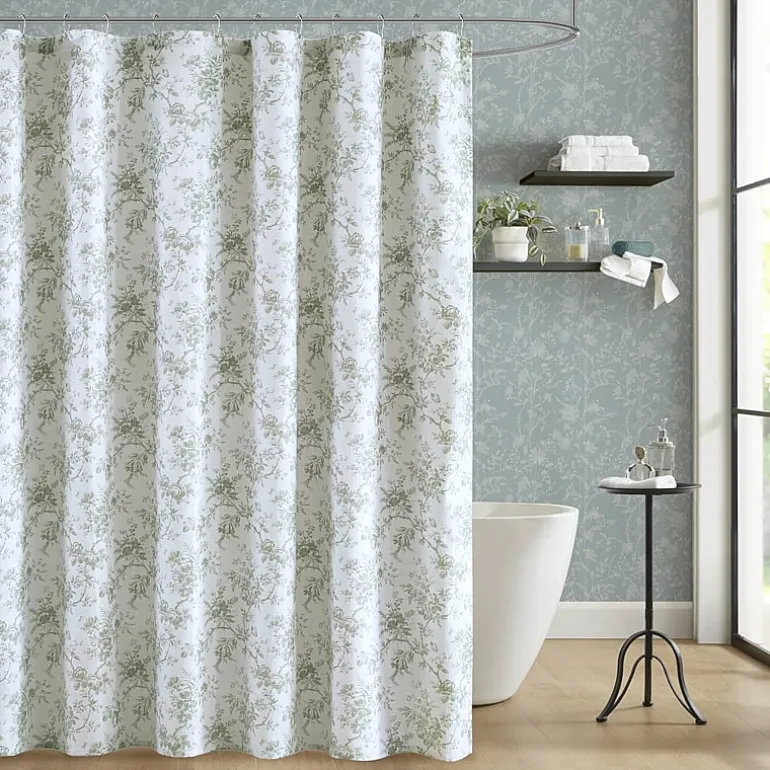 Laura Ashley Walled Garden Textured Floral Shower Curtain